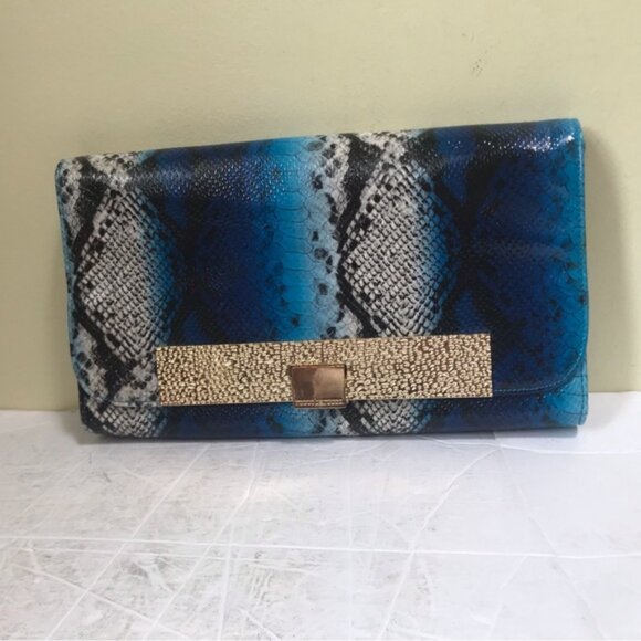 Roccobarocco NEW Clutch Bag Animal Snake Print Large Shoulder Purse Logo Vegan - Picture 2 of 16